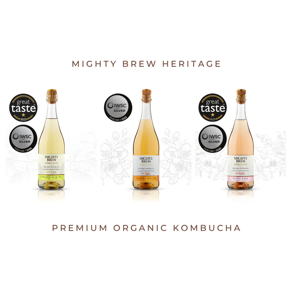 Mighty Brew Premium Organic Kombucha is available at Organic Soda Pops