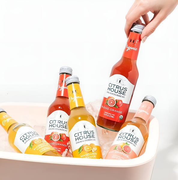 Citrus House organic sparkling water crafted in Italy with organic fruit juice