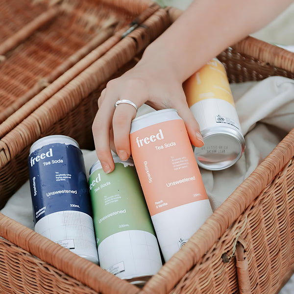 Freed organic sparkling tea soda in cans