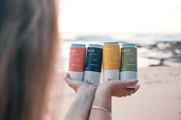 Organic sparkling tea soda made by Freed Beverages