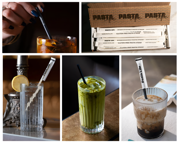 Pasta Life compostable pasta straws in beverages