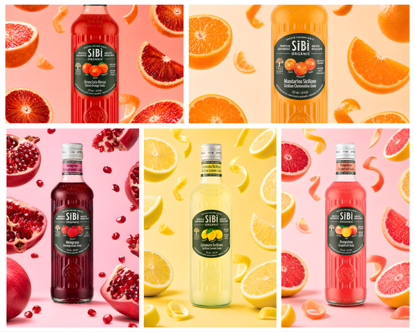 Healthy organic soda from Sibilla Waters with crisp fruit essence and light carbonation