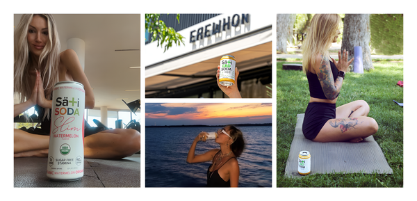 Healthy lifestyle scene featuring Säti organic soda as a clean alternative to traditional soft drinks