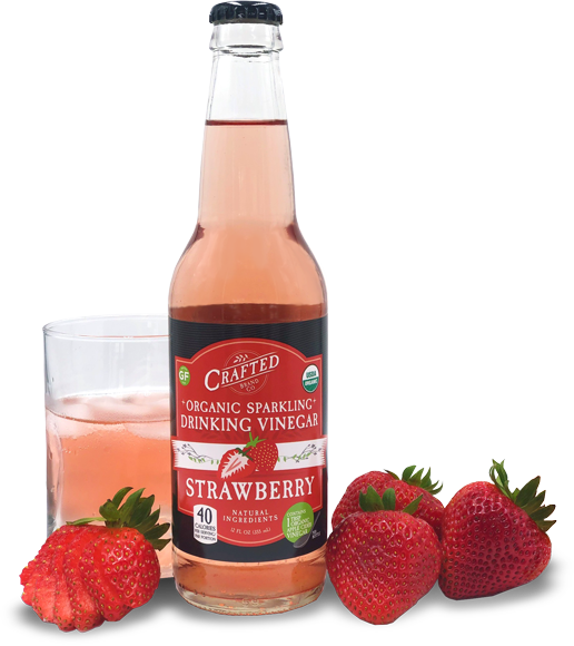 Crafted Sparkling Drinking Vinegar Strawberry Organic Soda Pops