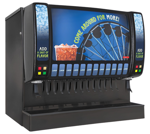 The Lancer Sensation 44 black fountain soda machine is available at Organic Soda Pops.