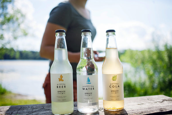 Sparkling Water made by Spruce Soda company is available at Organic Soda Pops